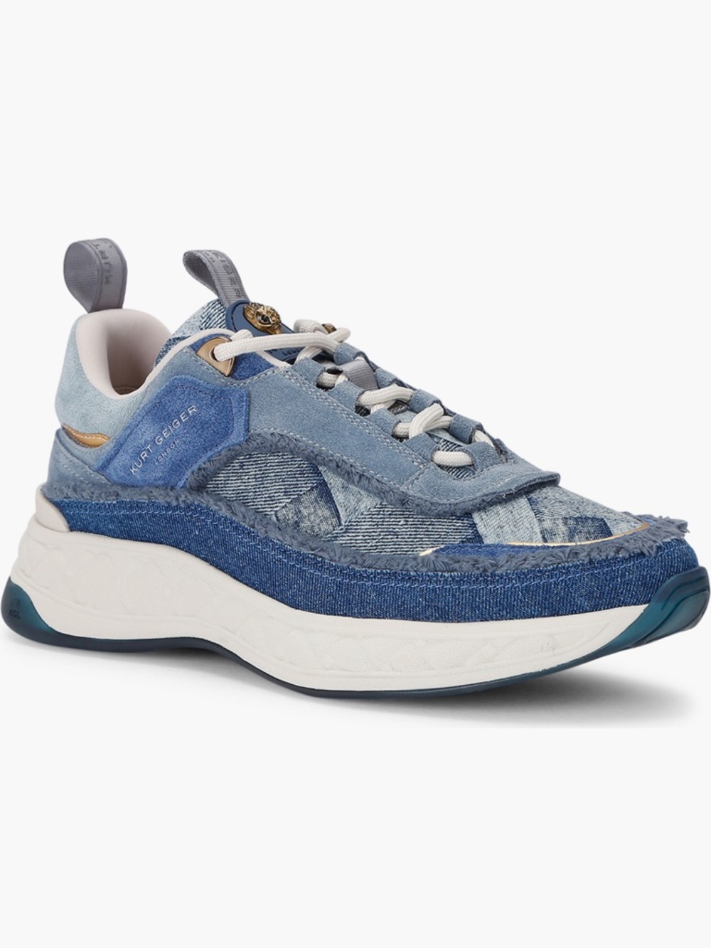 Kurt Geiger Light and Dark Blue Denim Platform Sneakers size 7.5